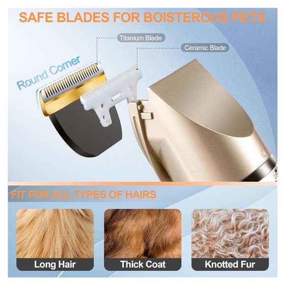 Cordless 3-Speed Turbo Pet Grooming Clipper Set - Picture 5 of 10